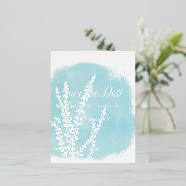 Invitación Postal Con Relieve Metalizado Invitati Relieve metalizado de lavado acuático azu (Anverso de pie)