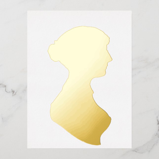 Invitación Postal Con Relieve Metalizado Jane Austen (Anverso)