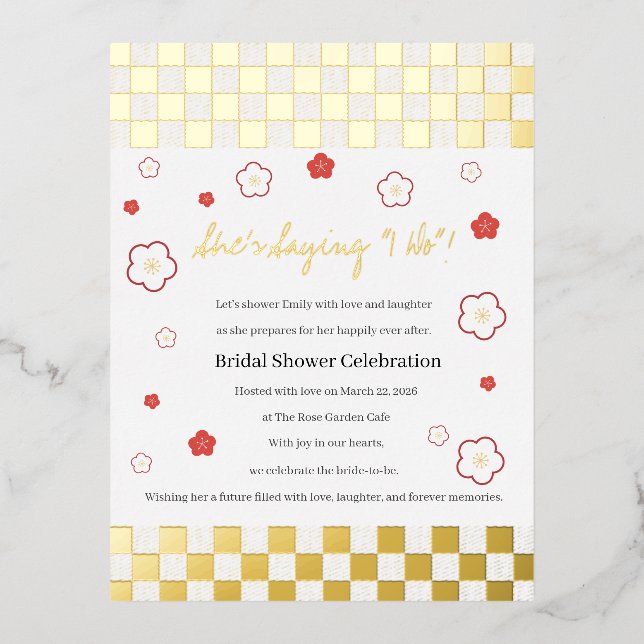 Invitación Postal Con Relieve Metalizado Japanese Touch Bridal (Anverso)