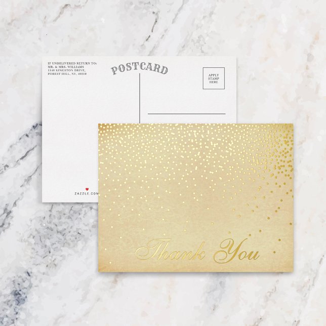 Invitación Postal Con Relieve Metalizado La colección de Bodas Glam Gold Confetti (Subido por el creador)