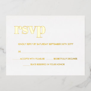 Invitación Postal Con Relieve Metalizado Letras Mayúsculas Modernas de Época en Blanco con