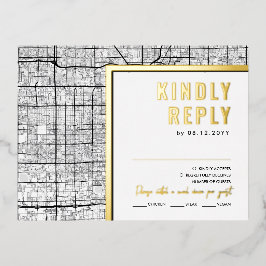 Invitación Postal Con Relieve Metalizado Localizador de amor de Las Vegas, Nevada | Respues