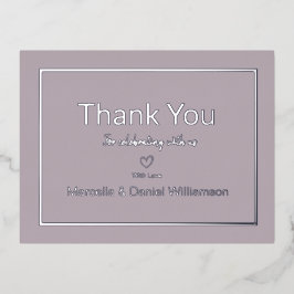 Invitación Postal Con Relieve Metalizado Mauve Simple Boda Gracias