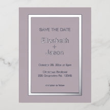 Mauve Simple Wedding Save The Date Silver