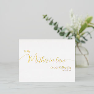 Invitación Postal Con Relieve Metalizado Mi suegra en mi día de boda guión elegante