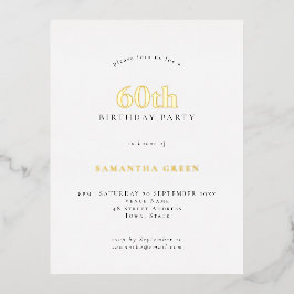 Invitación Postal Con Relieve Metalizado Minimalista 60 cumpleaños fiesta de lujo real