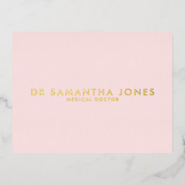Invitación Postal Con Relieve Metalizado Minimalista Moderno Doctor Profesional Rosa