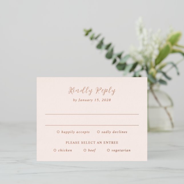Invitación Postal Con Relieve Metalizado Modern Earthy Neutral Wedding Foil RSVP Card (Anverso de pie)