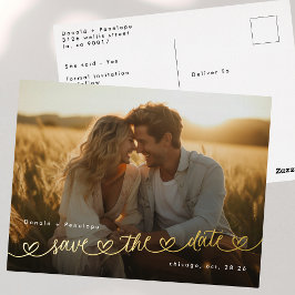 Invitación Postal Con Relieve Metalizado Modern Hearts Save The Date Photo Wedding Website