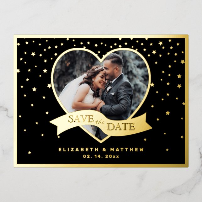 Invitación Postal Con Relieve Metalizado Moderna Y Elegante Boda De Fotografía Pareja Salva (Anverso)