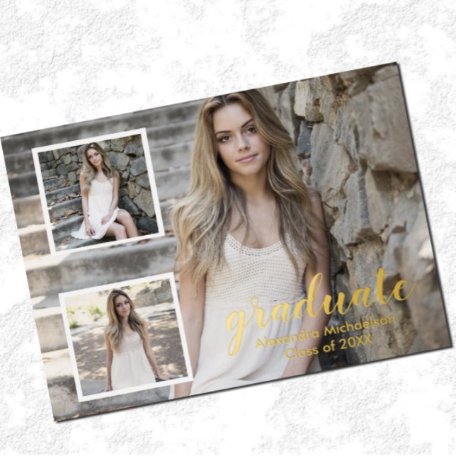 Invitación Postal Con Relieve Metalizado Moderno 3 Graduación fotográfica (Subido por el creador)