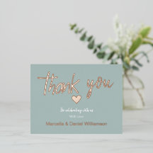 Moderno y mínimo corazón y guión Gracias Boda