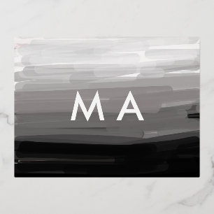 Invitación Postal Con Relieve Metalizado Monograma simple añada su letra de nombre man mini