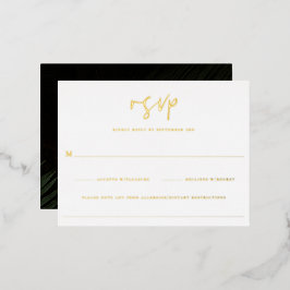 Invitación Postal Con Relieve Metalizado Moody Tropics Wedding RSVP