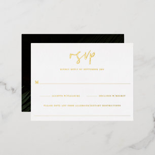 Invitación Postal Con Relieve Metalizado Moody Tropics Wedding RSVP