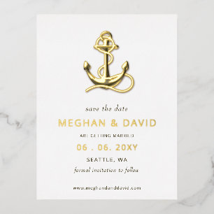 Invitación Postal Con Relieve Metalizado Náutica rusa de antaño de cosecha salva la fecha