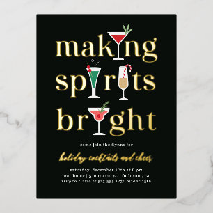 Invitación Postal Con Relieve Metalizado Navidades Cócteles Relieve metalizado de la tarjet