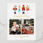 Invitación Postal Con Relieve Metalizado Navidades de caracteres de nueces 3 Collages de fo<br><div class="desc">Alegre y aireado diseño de Navidades inspirado en el famoso ballet de 1892 "The Nutcracker" (El petardo) de Pyotr Ilyich Tchaikovsky,  un clásico de las vacaciones con un toque moderno y caprichoso.</div>