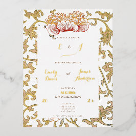 Invitación Postal Con Relieve Metalizado Ornamento floral vintage de Owen Jones Classic