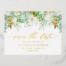 Orquídeas Blancas y Kumquats Floral Save the Date