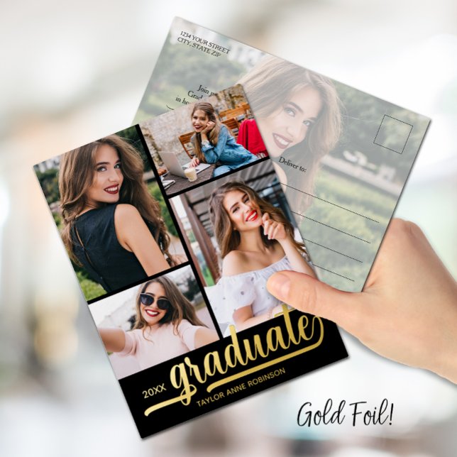 Invitación Postal Con Relieve Metalizado Partido de Graduación Multifotografía (Subido por el creador)