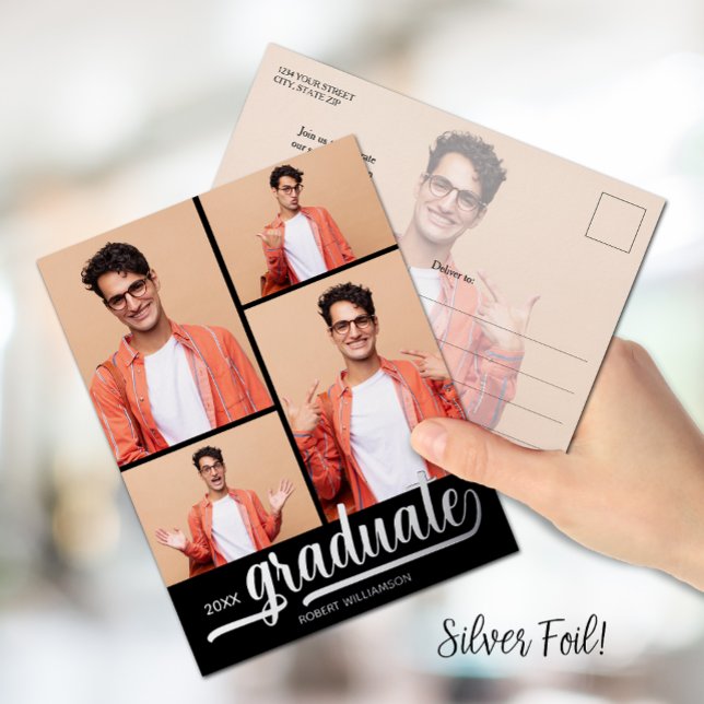 Invitación Postal Con Relieve Metalizado Partido de Graduación Multifotografía (Subido por el creador)