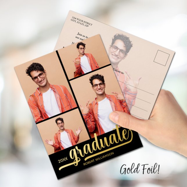 Invitación Postal Con Relieve Metalizado Partido de Graduación Multifotografía (Subido por el creador)