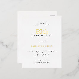 Invitación Postal Con Relieve Metalizado Partido de los 50 Años Glam Real