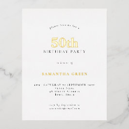 Invitación Postal Con Relieve Metalizado Partido de los 50 Años Glam Real