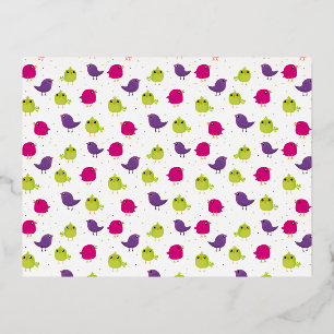 Invitación Postal Con Relieve Metalizado Patrón de pájaros curados