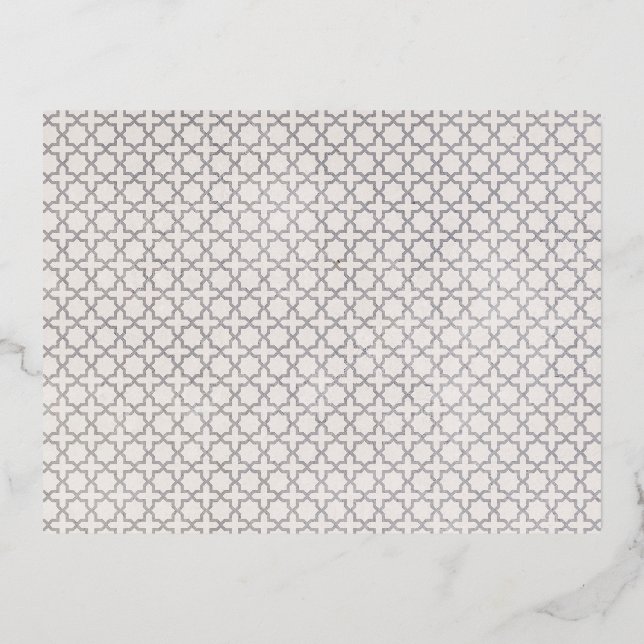 Invitación Postal Con Relieve Metalizado Patrón geométrico islámico beige (Anverso)