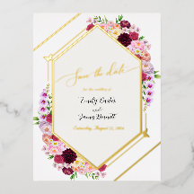 Peonía de papel de aluminio para boda de aviso de 