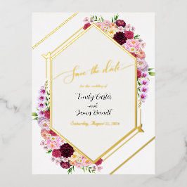 Invitación Postal Con Relieve Metalizado Peonía de papel de aluminio para boda de aviso de 