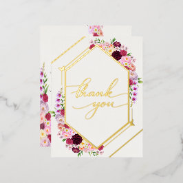 Invitación Postal Con Relieve Metalizado Peonía Papel de Estaño Boda Agradecimiento