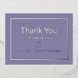 Invitación Postal Con Relieve Metalizado Periwinkle Simple Boda Gracias