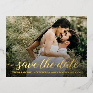 Invitación Postal Con Relieve Metalizado Personalizado Boda de fotos SITIO WEB guardar la f