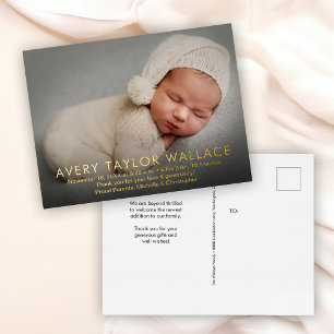Invitación Postal Con Relieve Metalizado Personalizado moderno simple Baby Shower Photo gra