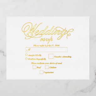 Invitación Postal Con Relieve Metalizado Real Relieve metalizado dorado Elegante Boda Blanc