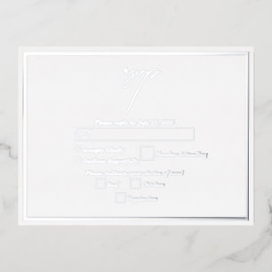 Invitación Postal Con Relieve Metalizado Real Relieve metalizado plateado Boda Blanca y Pla