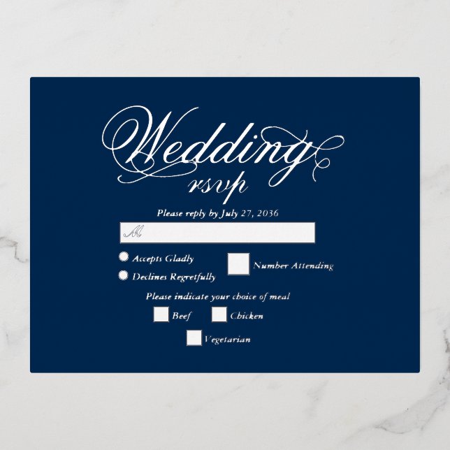 Invitación Postal Con Relieve Metalizado Real Relieve metalizado plateado Elegante Boda Azu (Anverso)