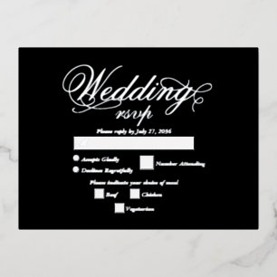 Invitación Postal Con Relieve Metalizado Real Relieve metalizado plateado Elegante Boda Neg