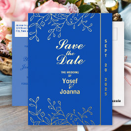 Invitación Postal Con Relieve Metalizado Relieve metalizado Boda de Sapphire Guardar la fec