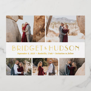 Invitación Postal Con Relieve Metalizado Relieve metalizado De Luxe Collage Guardar La Post