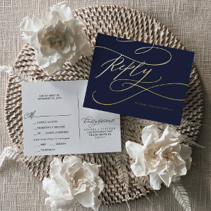 Invitación Postal Con Relieve Metalizado Relieve metalizado dorado de caligrafía romántica 