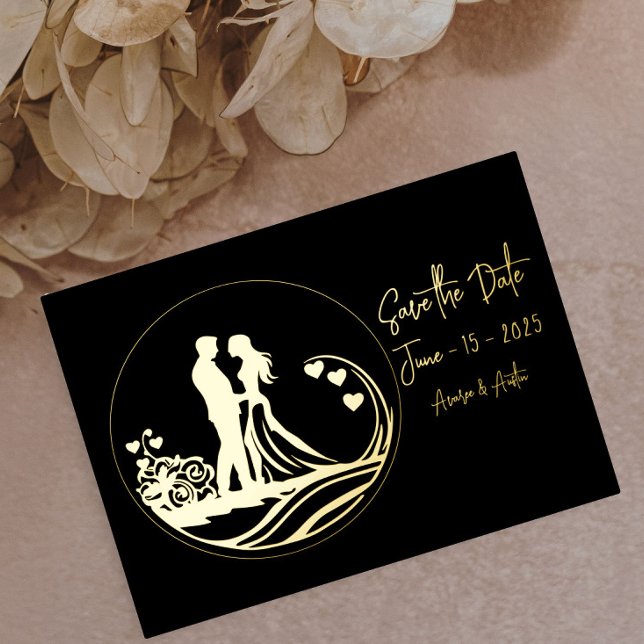 Invitación Postal Con Relieve Metalizado Relieve metalizado dorado Pareja Día de la Boda (Subido por el creador)
