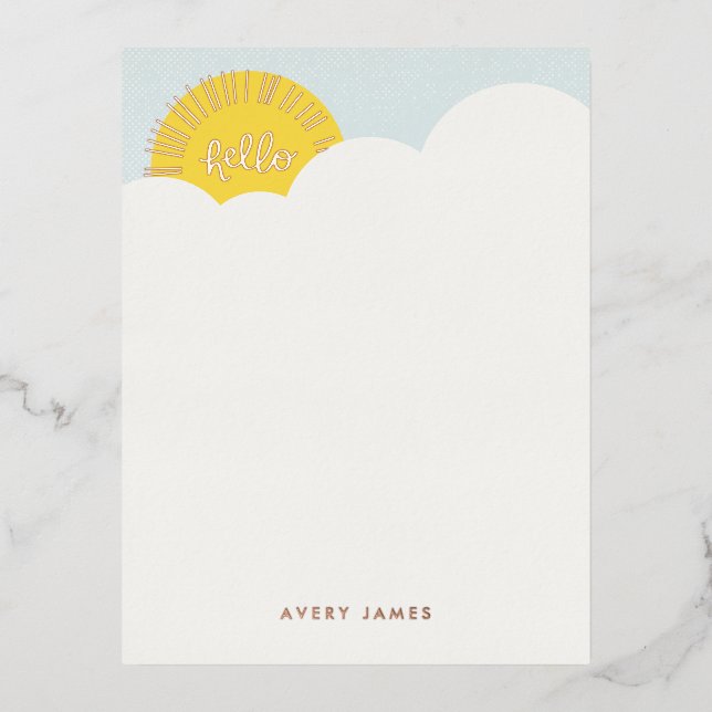 Invitación Postal Con Relieve Metalizado Relieve metalizado Hola Sunshine Kid's Stationery  (Anverso)