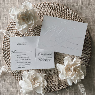 Invitación Postal Con Relieve Metalizado Relieve metalizado plateado Romántico Opción de Co