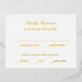 Invitación Postal Con Relieve Metalizado Respuesta de Boda Clásica Atemporal