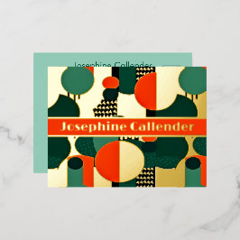 Invitación Postal Con Relieve Metalizado Resumen Círculos rojos y verdes