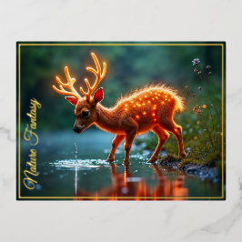 Invitación Postal Con Relieve Metalizado Río de bebidas mágicas de ciervos resplandecientes